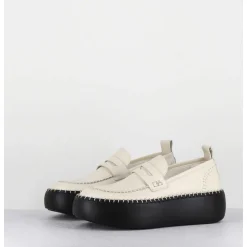 Mocassins Cuir Blanc & Semelle Gomme Noire - A66C Off White