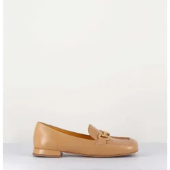 Mocassins En Cuir Beige & Mors Dore - Q155 Cotton Nocciola