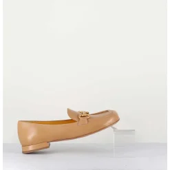 Mocassins En Cuir Beige & Mors Dore - Q155 Cotton Nocciola