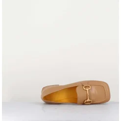 Mocassins En Cuir Beige & Mors Dore - Q155 Cotton Nocciola