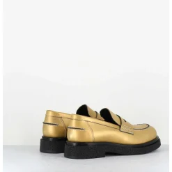 Mocassins En Cuir Dore Mat Semelle Legere - Al100 Old Metal