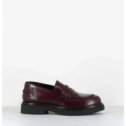 Mocassins En Cuir Glace Bordeaux Semelle Legere - Al100 Abrasivato Bordeau