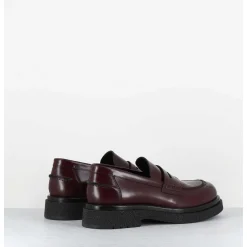 Mocassins En Cuir Glace Bordeaux Semelle Legere - Al100 Abrasivato Bordeau