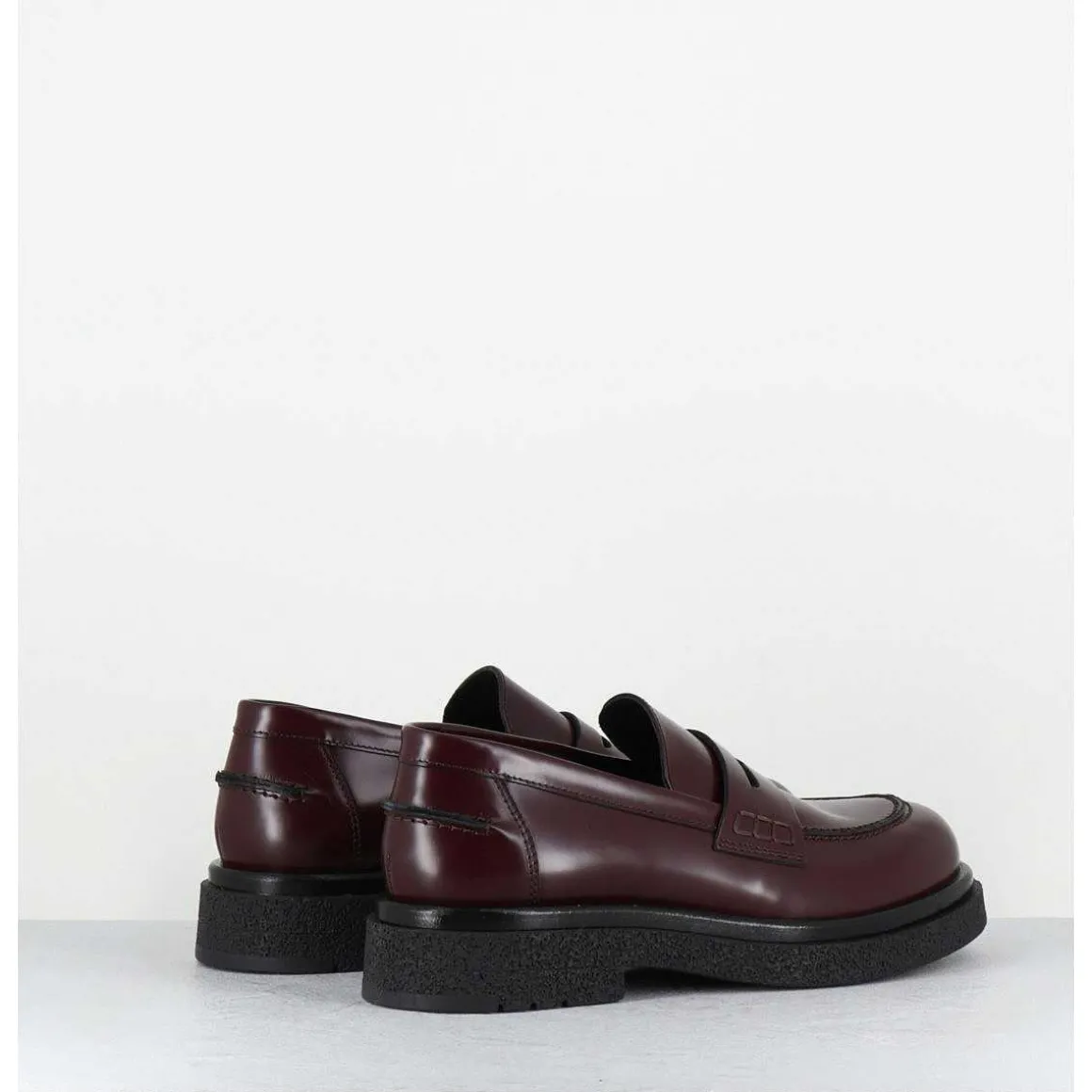Mocassins En Cuir Glace Bordeaux Semelle Legere - Al100 Abrasivato Bordeau