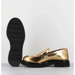 Mocassins En Cuir Glace Miroir Or Semelle Legere - Al100 Superlux Oro