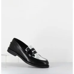Mocassins En Cuir Glace Noir & Argent - Al103 Nero Argento