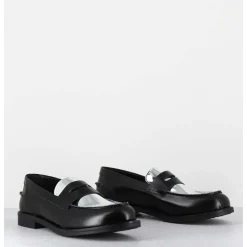 Mocassins En Cuir Glace Noir & Argent - Al103 Nero Argento