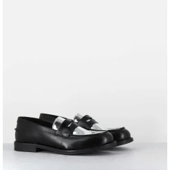 Mocassins En Cuir Glace Noir & Argent - Al103 Nero Argento