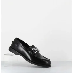 Mocassins En Cuir Glace Noir & Mors Argent - Al104 Abrasivato Nero