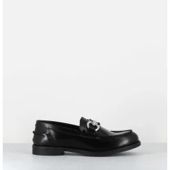 Mocassins En Cuir Glace Noir & Mors Argent - Al104 Abrasivato Nero