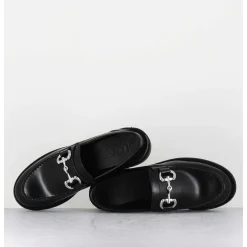Mocassins En Cuir Glace Noir & Mors Argent - Al104 Abrasivato Nero