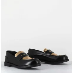 Mocassins En Cuir Glace Noir & Or - Al103 Nero Oro