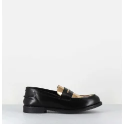 Mocassins En Cuir Glace Noir & Or - Al103 Nero Oro