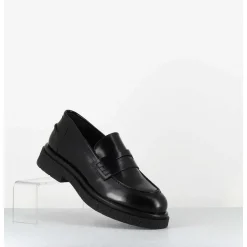 Mocassins En Cuir Glace Noir Semelle Legere - Al100 Abrasivato Nero