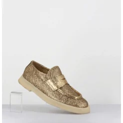 Mocassins En Cuir Metallise Dore & Crepe - 10816 Terenz Mekong