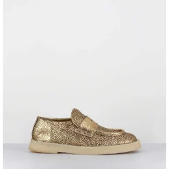 Mocassins En Cuir Metallise Dore & Crepe - 10816 Terenz Mekong