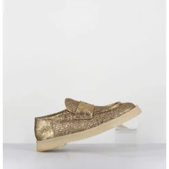 Mocassins En Cuir Metallise Dore & Crepe - 10816 Terenz Mekong