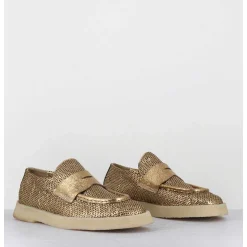 Mocassins En Cuir Metallise Dore & Crepe - 10816 Terenz Mekong