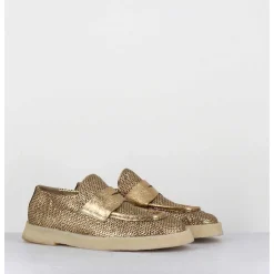 Mocassins En Cuir Metallise Dore & Crepe - 10816 Terenz Mekong