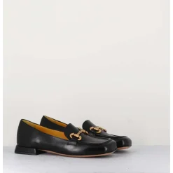 Mocassins En Cuir Noir & Mors Dore - Q155 Seta Nero