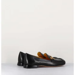 Mocassins En Cuir Noir & Mors Dore - Q155 Seta Nero