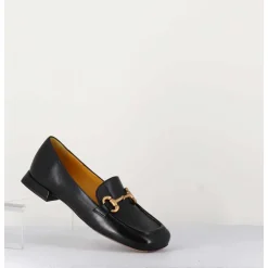 Mocassins En Cuir Noir & Mors Dore - Q155 Seta Nero