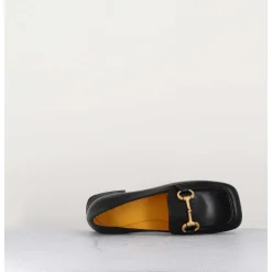 Mocassins En Cuir Noir & Mors Dore - Q155 Seta Nero