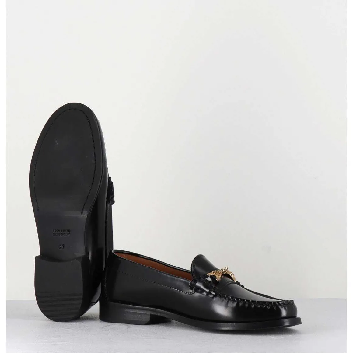 Mocassins En Cuir Noir Tour Eiffel - Tolf Nero