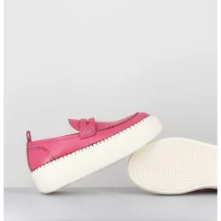 Mocassins En Cuir Rose Avec Surpiqures Multico - A66C Happy Rosa