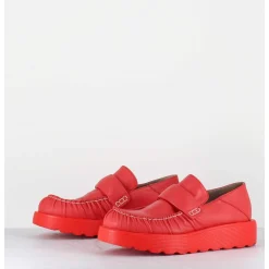 Mocassins En Cuir Souple Rouge Semelle Legere - X23 Maestrale Corallo