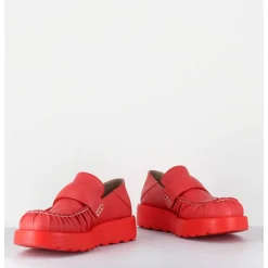 Mocassins En Cuir Souple Rouge Semelle Legere - X23 Maestrale Corallo