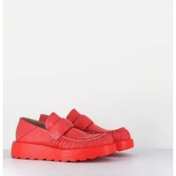 Mocassins En Cuir Souple Rouge Semelle Legere - X23 Maestrale Corallo