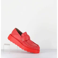 Mocassins En Cuir Souple Rouge Semelle Legere - X23 Maestrale Corallo