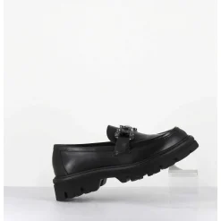 Mocassins En Cuir Souple Noir Semelle Epaisse & Bijoux - W201465 Race Nero