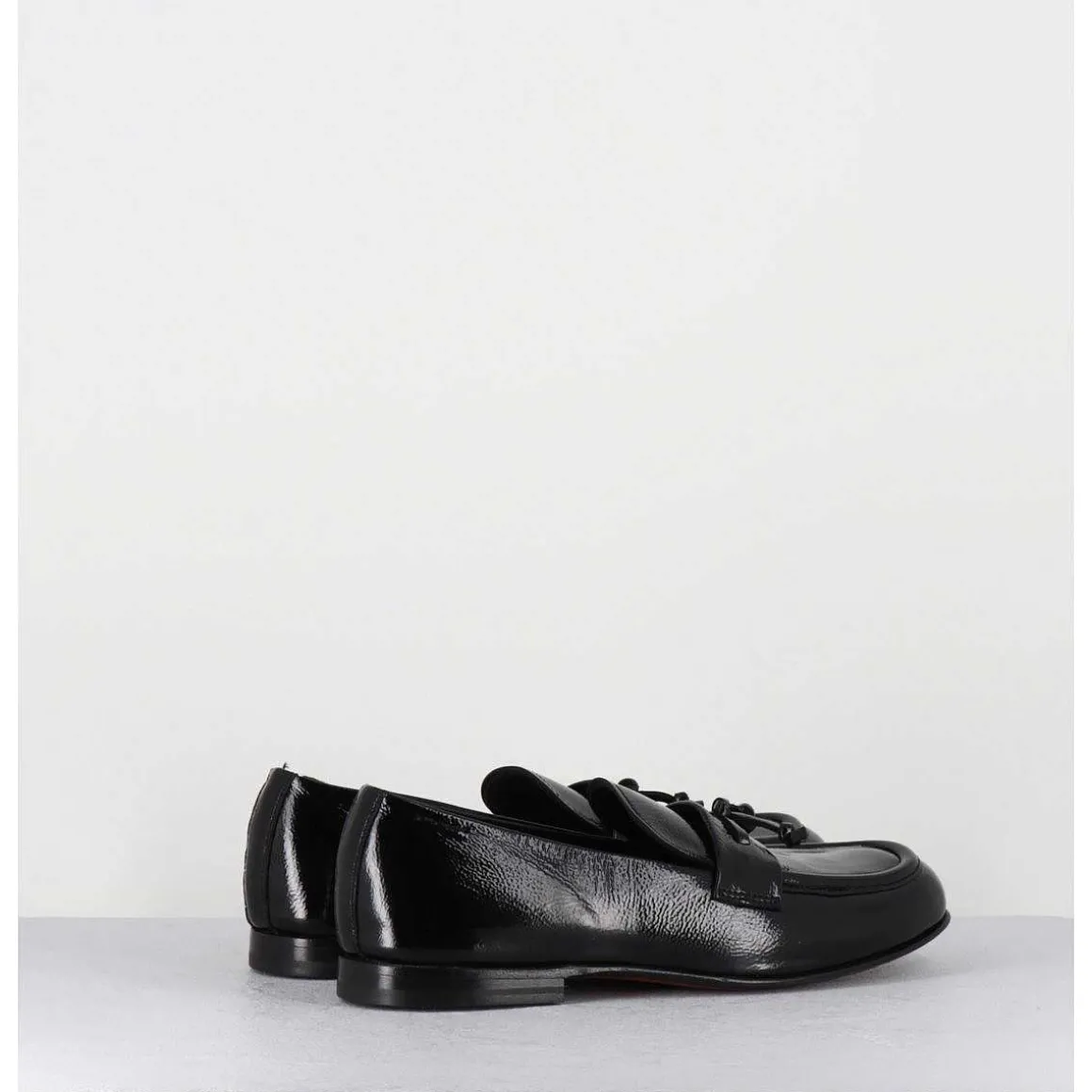 Mocassins En Cuir Vernis Noir Souple - 60264 Naplak Nero