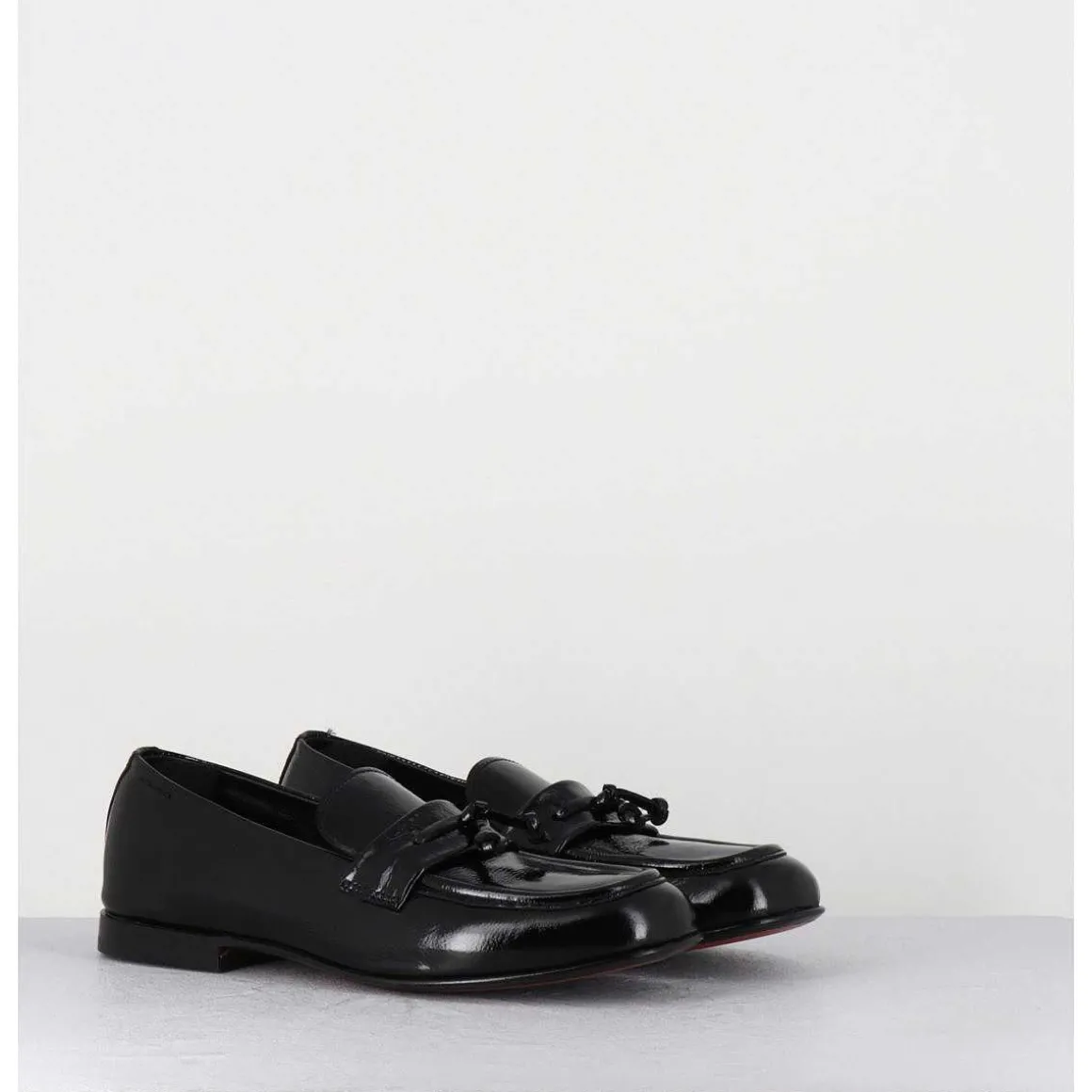 Mocassins En Cuir Vernis Noir Souple - 60264 Naplak Nero
