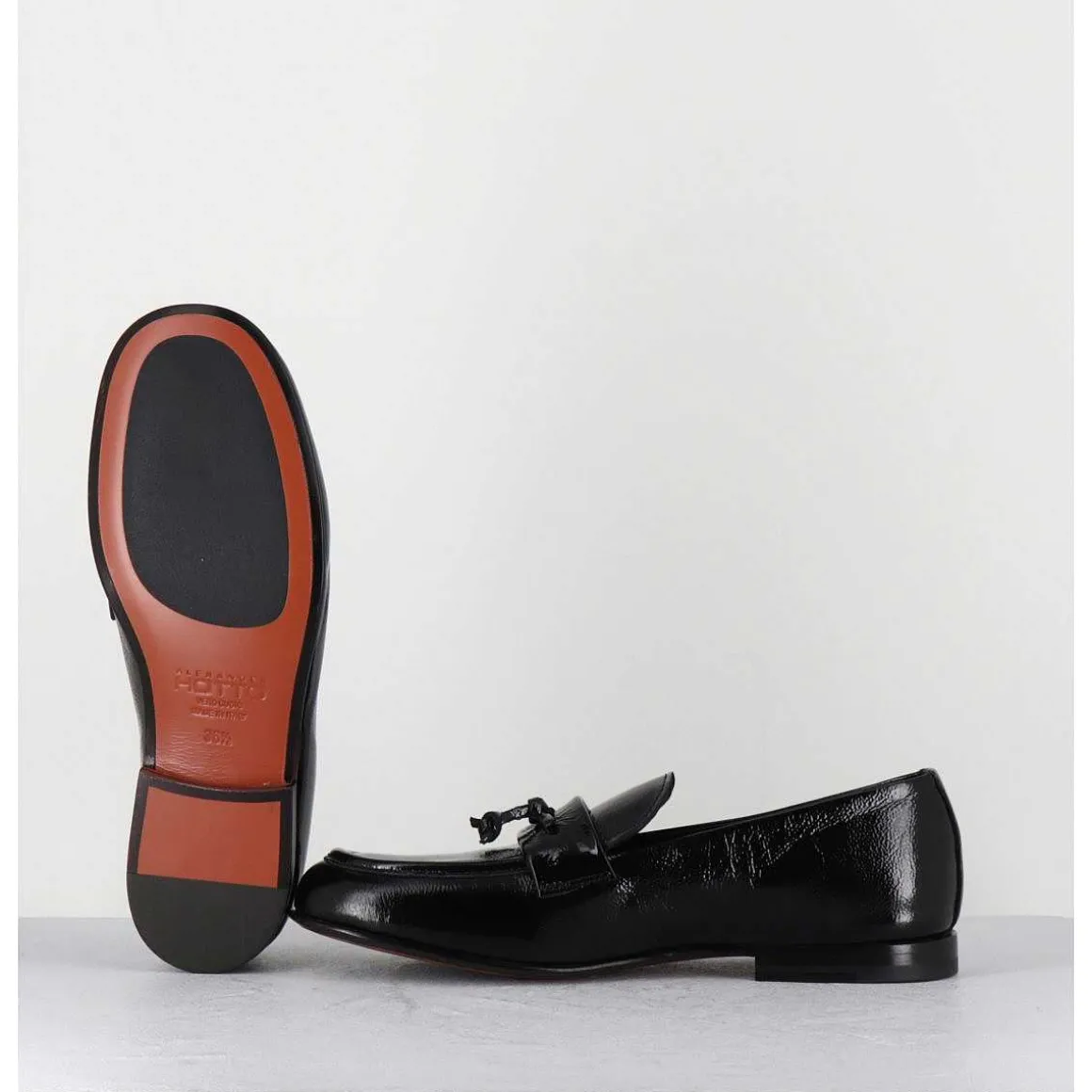 Mocassins En Cuir Vernis Noir Souple - 60264 Naplak Nero