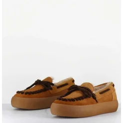 Mocassins Fourres En Daim Camel - 50946 030 Camel
