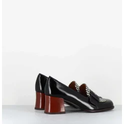 Mocassins Petit Talon Cuir Multi & Imprime Damier - Meisin44 Maserati Negro