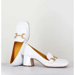 Mocassins Petit Talon Naplak Blanc & Mors Dore - Q167 Naplak White