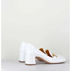 Mocassins Petit Talon Naplak Blanc & Mors Dore - Q167 Naplak White