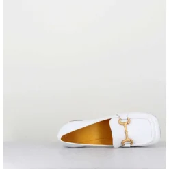 Mocassins Petit Talon Naplak Blanc & Mors Dore - Q167 Naplak White