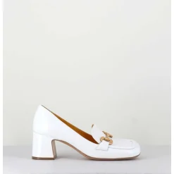 Mocassins Petit Talon Naplak Blanc & Mors Dore - Q167 Naplak White