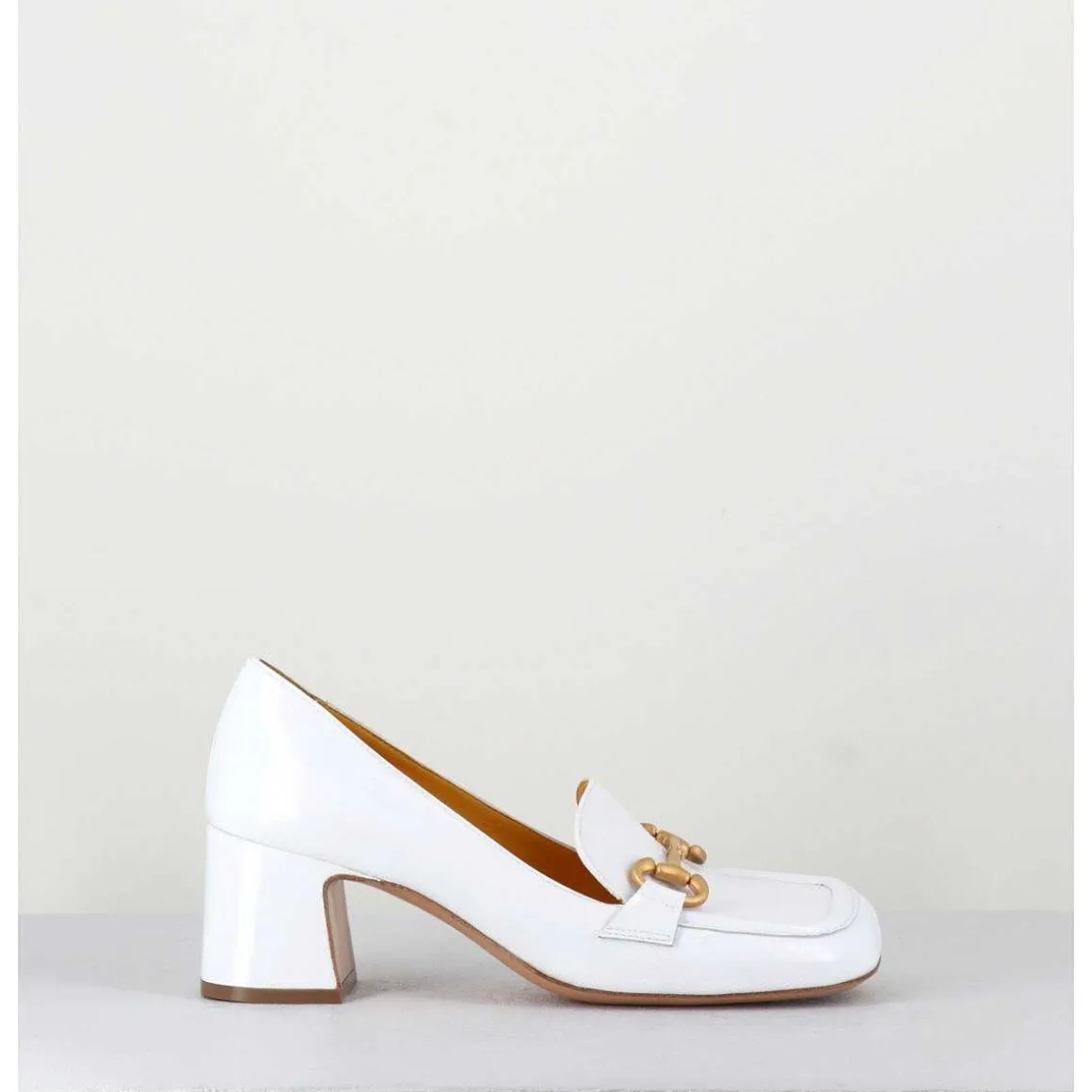 Mocassins Petit Talon Naplak Blanc & Mors Dore - Q167 Naplak White