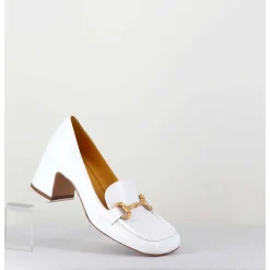 Mocassins Petit Talon Naplak Blanc & Mors Dore - Q167 Naplak White