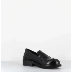Mocassins Plats A Bout Rond En Cuir Glace Noir - Chino Abrasivato Nero