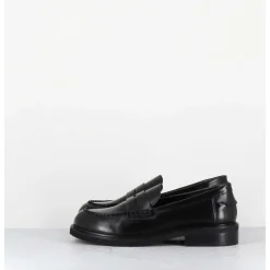 Mocassins Plats A Bout Rond En Cuir Glace Noir - Chino Abrasivato Nero