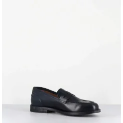 Mocassins Plats En Cuir Glace Bleu Marine - Zoe56040 Blue