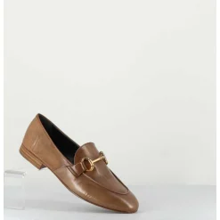Mocassins Plats En Cuir Souple Camel & Mors Dore - N125 Cuoio