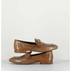 Mocassins Plats En Cuir Souple Camel & Mors Dore - N125 Cuoio